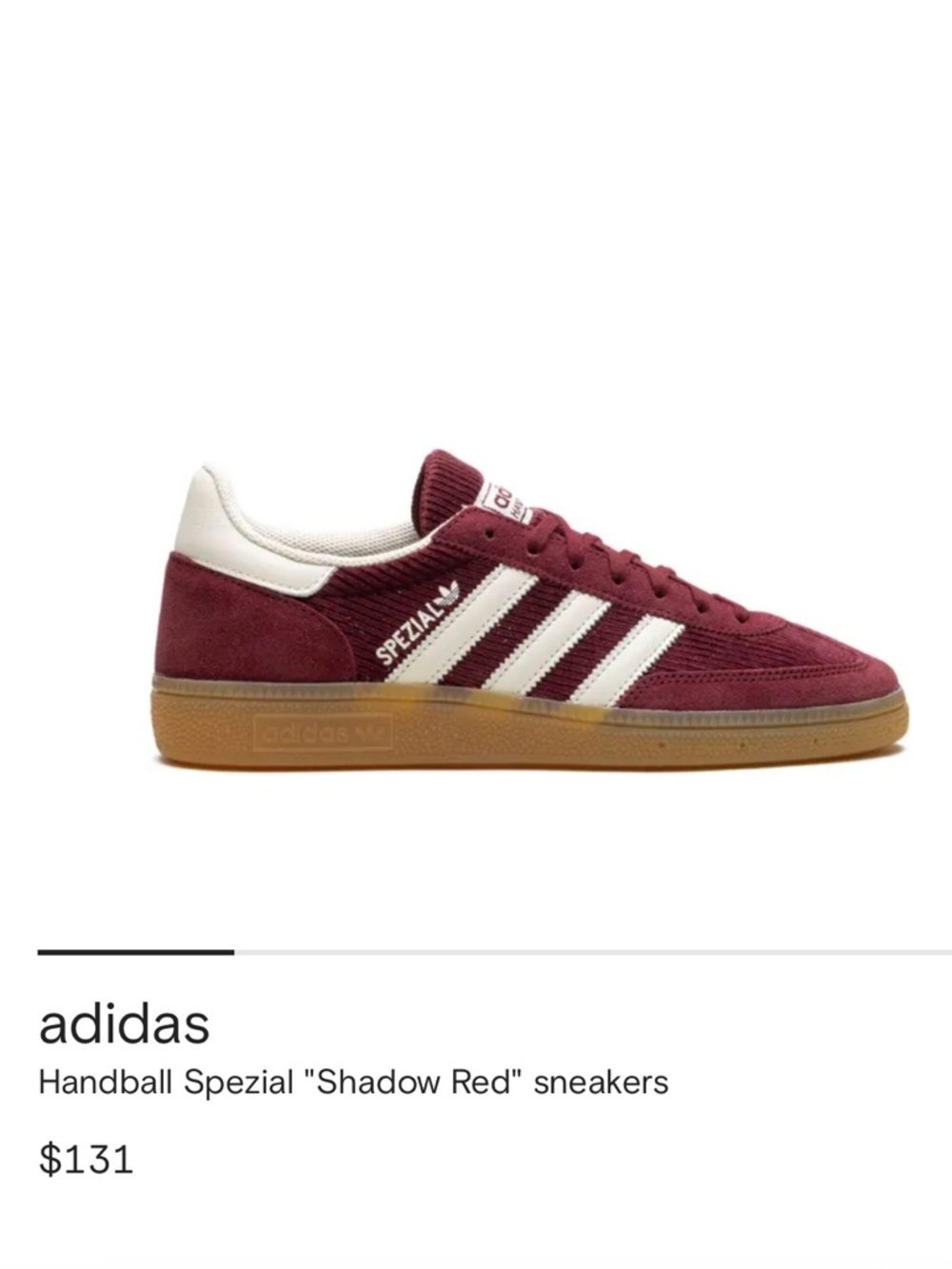adidas Handball Spezial Sneakers in Shadow Red